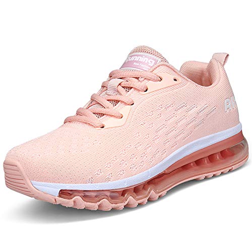 Mujer Zapatillas Deporte para Zapatillas de Ligeras Running Transpirables Cómodas Correr para Zapatos de Malla(8078-Rosa,41EU)