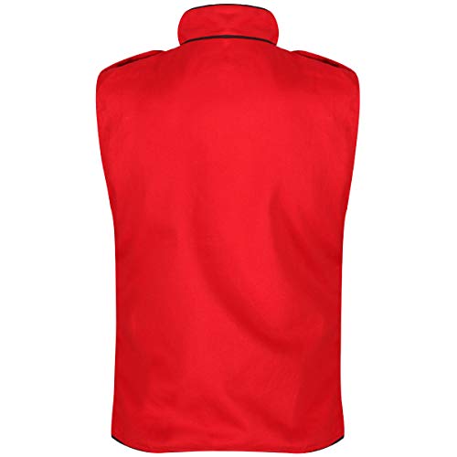 Mujeres Chaqueta de Desfile de Estilo Punk Militar Baterista sin Mangas - Rojo & Oro (ES 46)