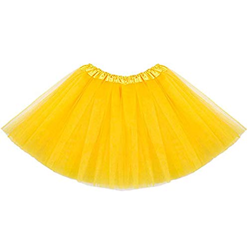 MUNDDY® - Tutu Elastico Tul 3 Capas 30 CM de Longitud para niña Bebe Distintas Colores Falda Disfraz Ballet (Amarillo)
