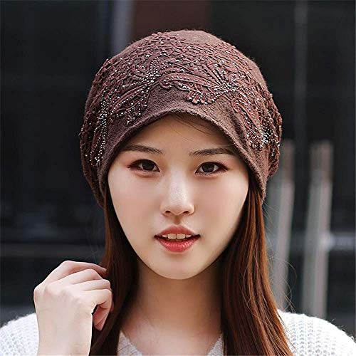 MZHAOANHE Sombrero de Mujer Engrosamiento Chal de Punto Baotou de Gran tamaño para Mujeres Embarazadas Mes de equitación,Color Caqui Profundo,(54-65cm)