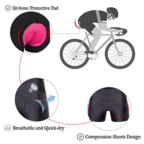 “N/A” Pantalones Cortos de Ciclismo para Mujer, Acolchados 3D, para Montar en Bicicleta - Negro - Large
