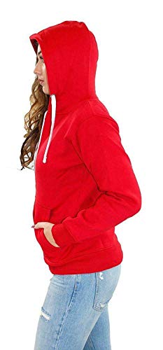 N?A - Sudadera con capucha y cremallera para mujer, manga larga, forro polar rojo XL