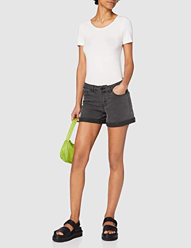 NAME IT Nmbe Lucy NW Den Fold Shorts Gu812 Noos Pantalones Cortos, Gris (Dark Grey Denim), 36 (Talla del Fabricante: Small) para Mujer