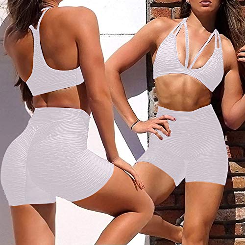 NAQUSHA Leggings con textura de burbujas para mujer, pantalones de yoga de cintura alta