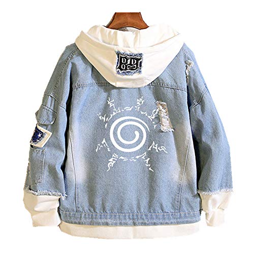 Naruto Anime Hombre Mujer Chaquetas de Mezclilla Denim Jacket Cosplay Jeans Hoodie Sudaderas (5,EU L(Asian XL))
