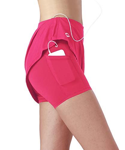 NAVISKIN Falda Pantalón Deportiva de Tenis Golf para Mujer Skorts Casuales con Bolsillos para Correr Entrenamiento Pilates Fitness Elástica Transpirable (Rosa, L)