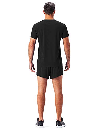 NAVISKIN Pantalones Cortos de Atletismo para Hombre Shorts Deportivos de Correr Fitness Secado Rápido Ligero Súper Transpirables Elásticos Elementos Reflectantes (Negro, XL)