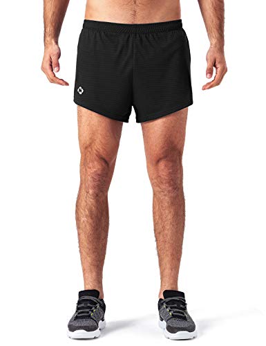 NAVISKIN Pantalones Cortos de Atletismo para Hombre Shorts Deportivos de Correr Fitness Secado Rápido Ligero Súper Transpirables Elásticos Elementos Reflectantes (Negro, XL)