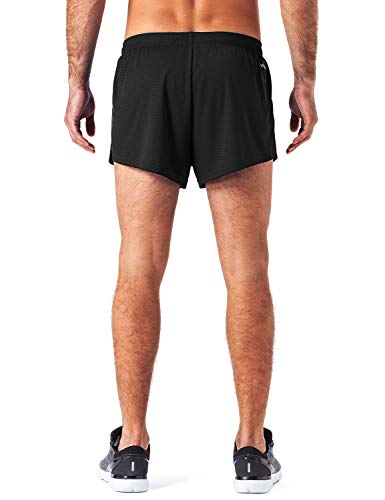 NAVISKIN Pantalones Cortos de Atletismo para Hombre Shorts Deportivos de Correr Fitness Secado Rápido Ligero Súper Transpirables Elásticos Elementos Reflectantes (Negro, XL)
