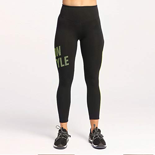 NEON Style - Mallas Deportivas para Mujer efecto Push-Up | Leggins de pádel y tenis | Pantalones con bolsillo para pelota | Efecto segunda piel | Delfos Evening, Talla M | Color Negro y Amarillo Flúor