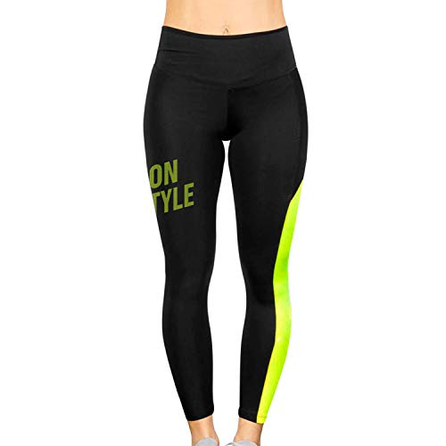 NEON Style - Mallas Deportivas para Mujer efecto Push-Up | Leggins de pádel y tenis | Pantalones con bolsillo para pelota | Efecto segunda piel | Delfos Evening, Talla S | Color Negro y Amarillo Flúor