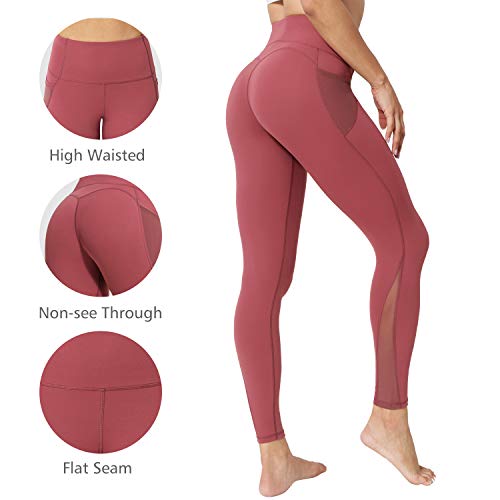 neppein Leggings Deportivos para Mujer, Cintura Alta Leggings Mallas con Bolsillos Pantalones de Yoga Elásticos para Fitness Training Running