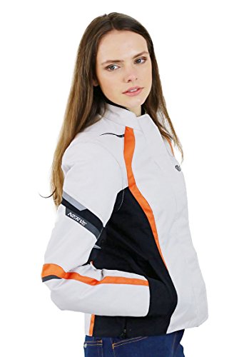 Nerve Artemis Chaqueta de Moto para Mujer, Blanco/Negro, 40