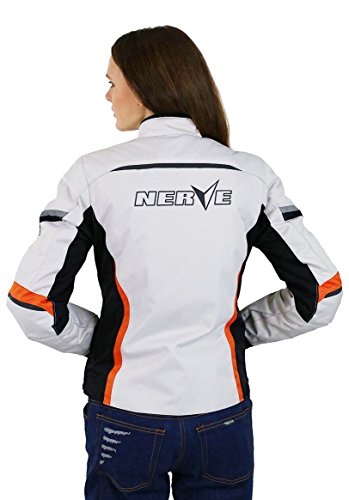 Nerve Artemis Chaqueta de Moto para Mujer, Blanco/Negro, 40