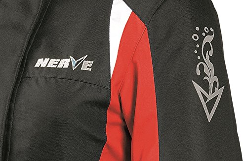Nerve Touring Unique Star Chaqueta de Moto para Mujer, Negro/Rojo, 38