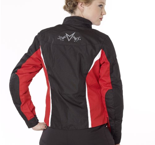 Nerve Touring Unique Star Chaqueta de Moto para Mujer, Negro/Rojo, 38
