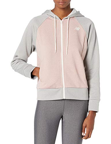 New Balance Chaqueta de forro polar con cremallera completa para mujer - WJ03145, Relentless - chamarra de forro polar con cierre completo, S, Saturno Rosa Jaspeado