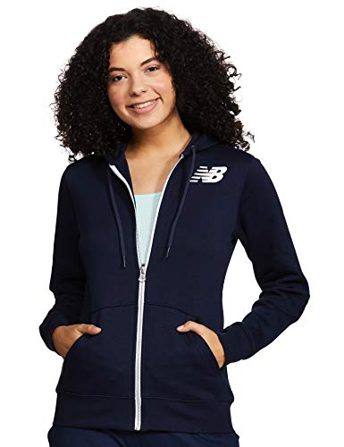 New Balance Core Fleece Full Zip Hoodie Chaqueta, Mujer, Pigment, Small