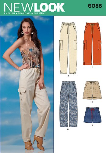 New Look 6055 - Patrón de Costura para Pantalones Largos y Cortos de Mujer (Tallas 32 a 42)
