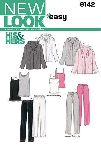 New Look 6142 - Patrón de Costura para Tops, Camisetas y Pantalones de Hombre y Mujer