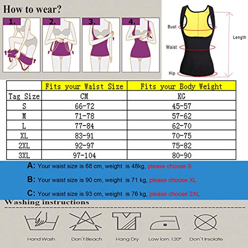 NHEIMA Faja Reductora Mujer Camisetas Sauna Adelgazantes para Mujer Chaleco de Neopreno Corset para Sudoración, Quema Grasa, Faja Abdomen, Tamaño 2XL