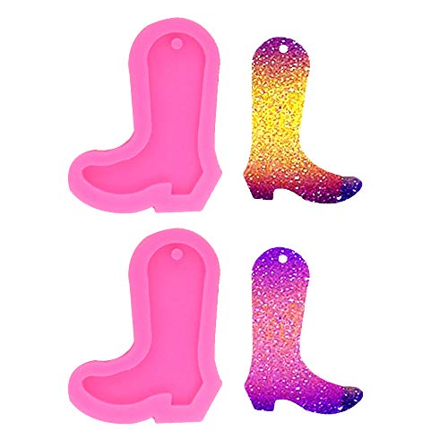 Nifocc - Molde de silicona para botas de vaquero con forma de tacones altos, moldes de resina epoxi con agujero para manualidades (2 unidades)