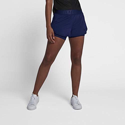 NIKE Dri-Fit Ace – Pantalones Cortos de Tenis para Mujer, Mujer, Color Blue Void/(Black), tamaño FR : M (Taille Fabricant : M)