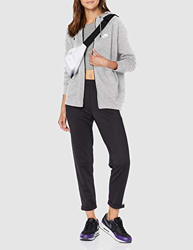 NIKE Essential Hoodie FZ FLC Sudadera con Capucha y Cremallera Completa, Mujer, Gris (Dk Grey Heather/White), S