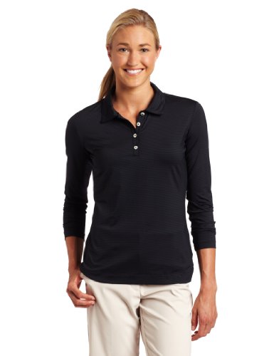 Nike Golf Polo de manga larga para mujer Tech Mini Stripe (negro, XS a XL)