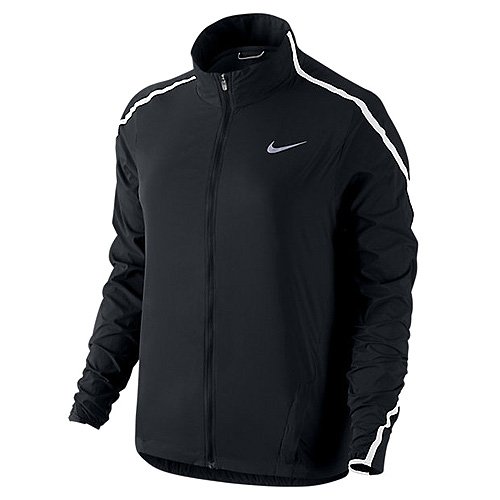 NIKE Impossibly Light JKT Chaqueta de Running, Mujer, Negro/Blanco/Plata Metalizado, L