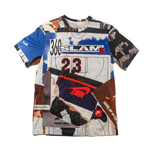 NIKE M J Brand Photo Crew T-Shirt, Blanco/Negro, XL Mens