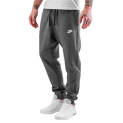NIKE M NSW Jogger Ft Club Pantalones, Hombre, Gris (Charcoal) / Blanco, S