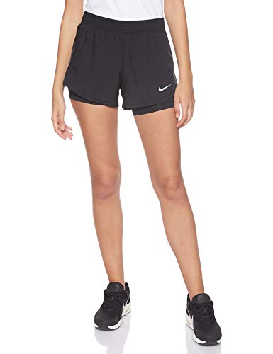 NIKE W Nk 10k 2in1 Short Pantalones Cortos de Deporte, Mujer, Black/Black/Black/(Wolf Grey), M