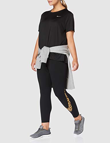 Nike W NK Dry Miler Top SS Plus T-Shirt, Mujer, Negro/reflective silv, 50/52