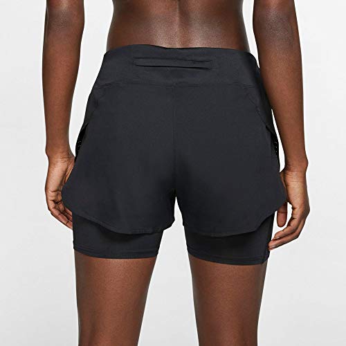 NIKE W NK Eclipse 2In1 Short Pantalones Cortos de Deporte, Mujer, Black/Reflective silv, XL