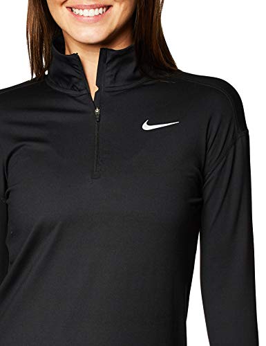 NIKE W Nk Elmnt Top Hz Long Sleeved T-Shirt, Mujer, black/(reflective silv), L