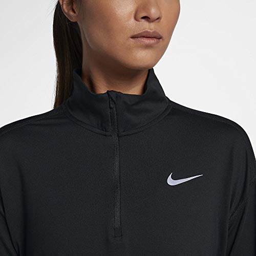 NIKE W Nk Elmnt Top Hz Long Sleeved T-Shirt, Mujer, black/(reflective silv), L