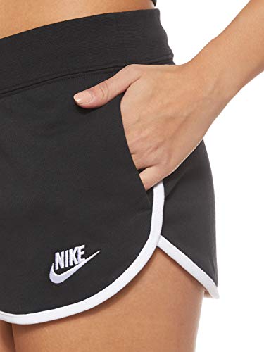 NIKE W NSW HRTG Short FLC Pantalones Cortos de Deporte, Mujer, Black/White/White, L