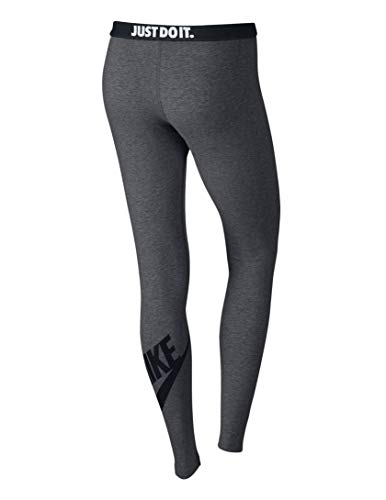 NIKE W NSW Leg A See Lggng Logo Mallas, Mujer, Gris (Carbon Heather/Black), L