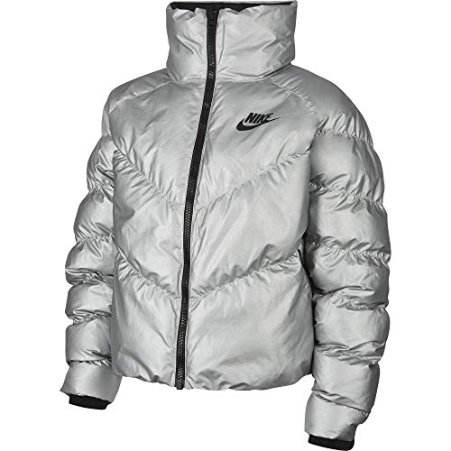 NIKE W NSW Syn Fill Jkt Stmt Shine Chaqueta, Mujer, Metallic Silver/Black, L