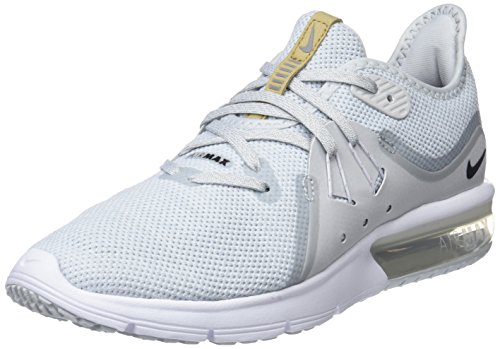 Nike Wmns Air MAX Sequent 3, Zapatillas de Running Mujer, Dorado (Pure Platinum/Black/White 008), 38 EU
