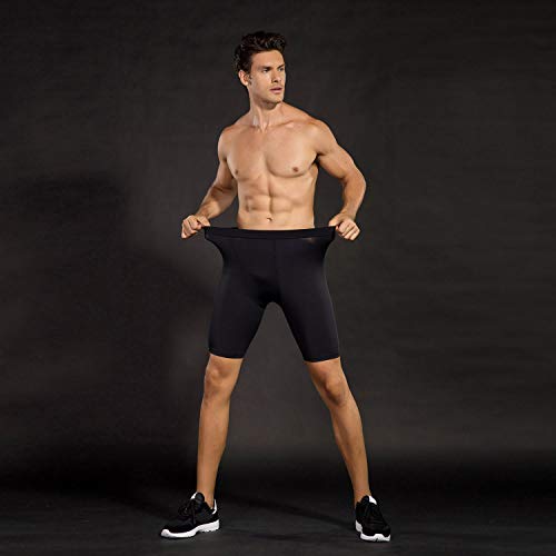 Niksa Mallas Cortas Running Hombre Pantalones Cortos de Compresión para Deporte, Fitness, Gym Negro Medium