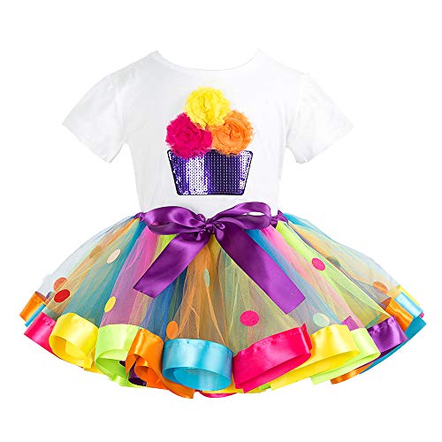 Niñas Camiseta y Falda Tutú 2 Piezas Bebé T-Shirt de Algodón Princesa Vestido Conjunto de Trajes 2-3 Años