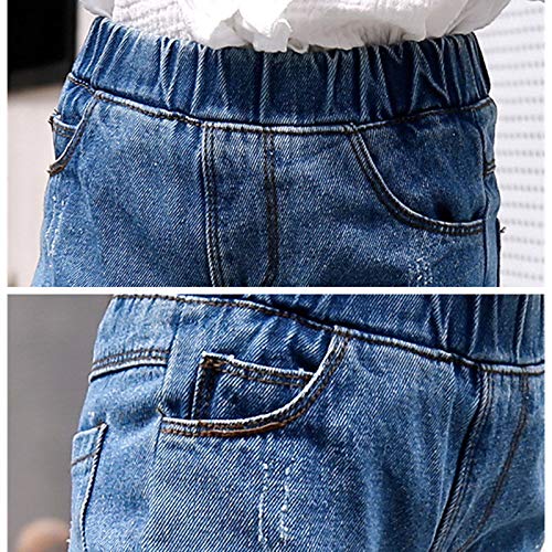 NOBRAND Pantalones de Trompeta de Mezclilla para niñas Grandes con Cuentas de Perlas Vaqueros de Mezclilla para niñas pequeñas