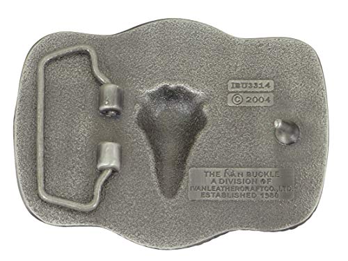 Nocona by Ivan - Hebilla para cinturón de estilo western/cowboy, fabricada en Estados Unidos, diseño de calavera y textura, 9,2 x 6,9 cm, color plateado