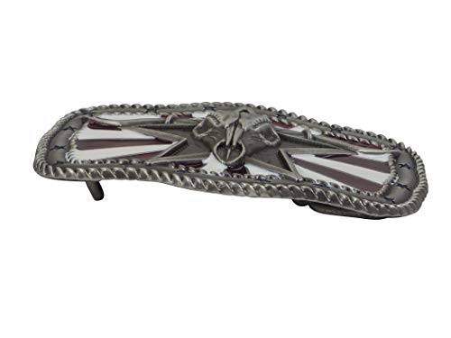 Nocona by Ivan - Hebilla para cinturón de estilo western/cowboy, fabricada en Estados Unidos, diseño de calavera y textura, 9,2 x 6,9 cm, color plateado