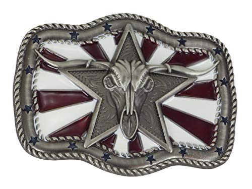 Nocona by Ivan - Hebilla para cinturón de estilo western/cowboy, fabricada en Estados Unidos, diseño de calavera y textura, 9,2 x 6,9 cm, color plateado