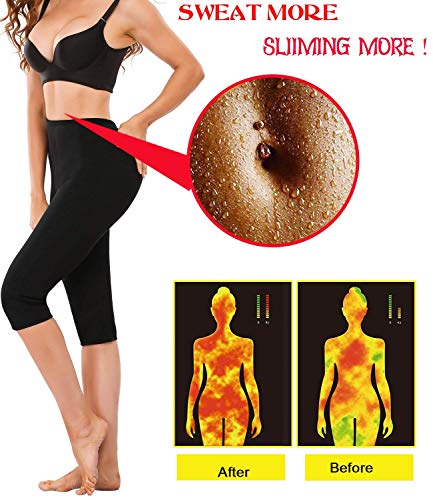 NOVECASA Pantalones Cortos Sauna Mujer Neopreno Sauna Pants Deportivo Alta Cintura para Sudoración Quema Grasa Adelgazante (4XL, Negro-Amarillo)