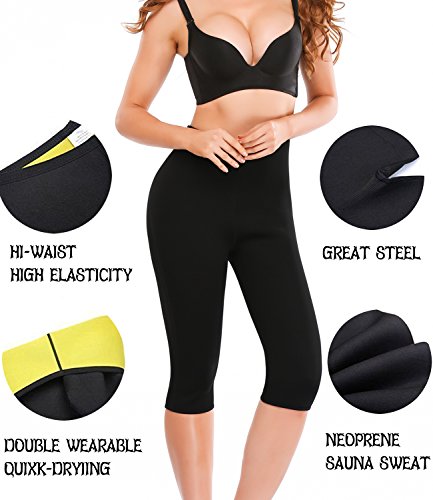 NOVECASA Suana Chaleco Camisa de Manga Larga Mujer/Pantalones Cortos de Sudoracion de Neopreno Shapewear para Sudoración, Quema Grasa, Adelgazante (XL, Pantalones Cortos)