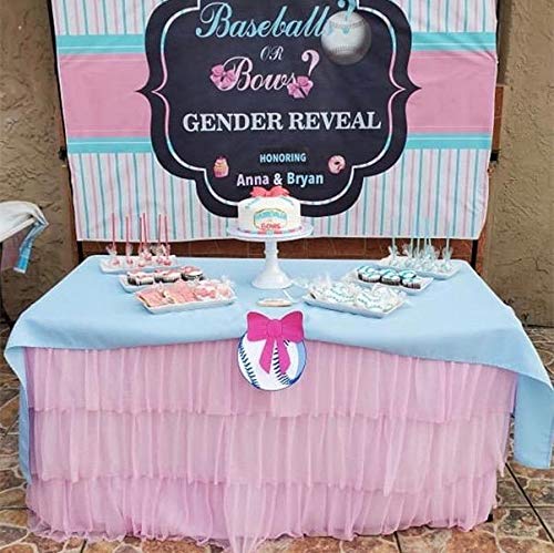 NSSONBEN Falda de mesa rosa de tul para bodas, cumpleaños, baby shower, cumpleaños infantiles (rosa, 275 x 76 cm)